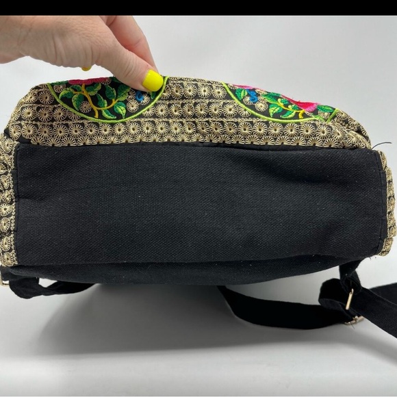 Embroidered Colorful Floral Hippie Art to Wear Indian Mexican Ethnic Backpack